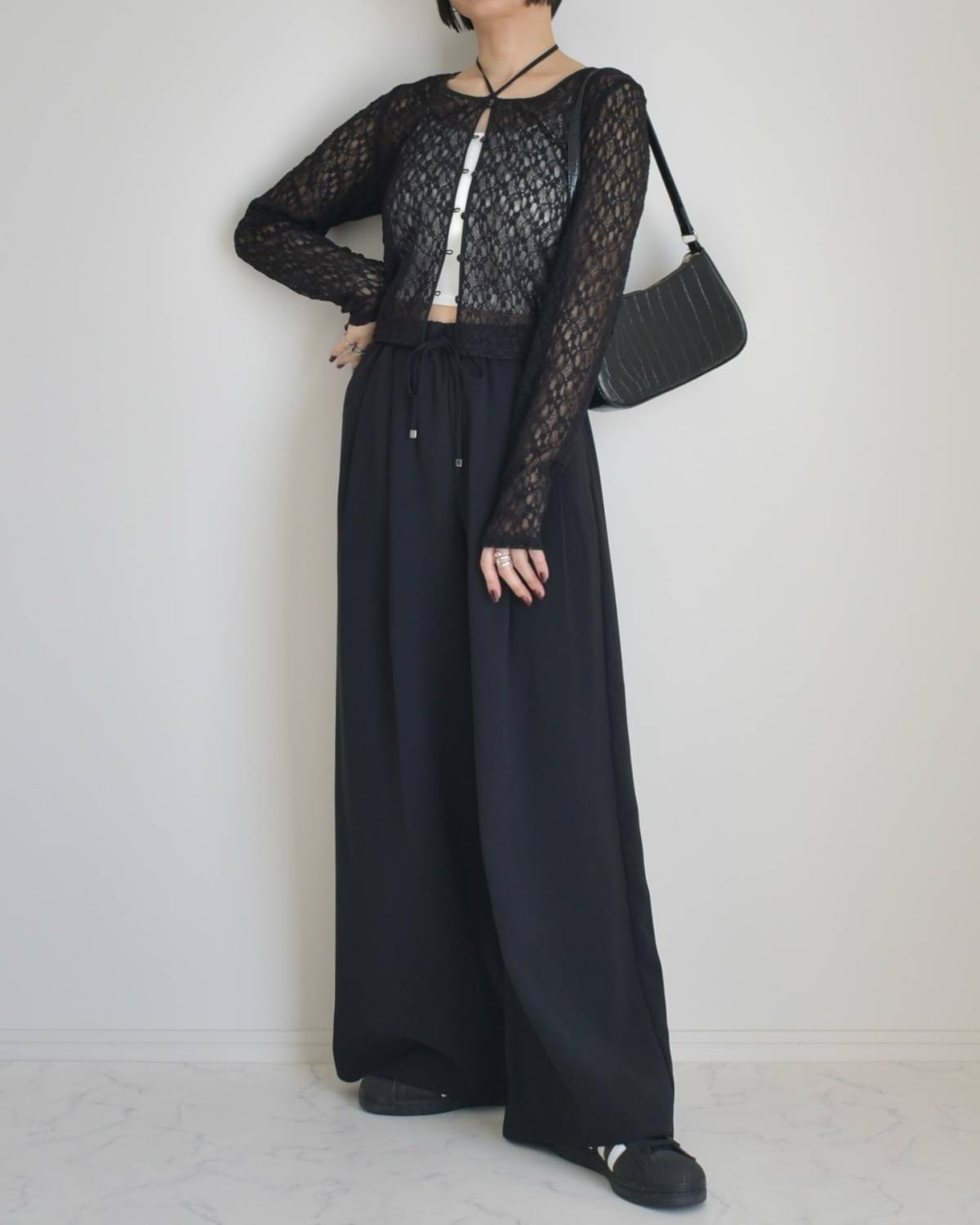 レース編みカーディガンを合わせる♪
