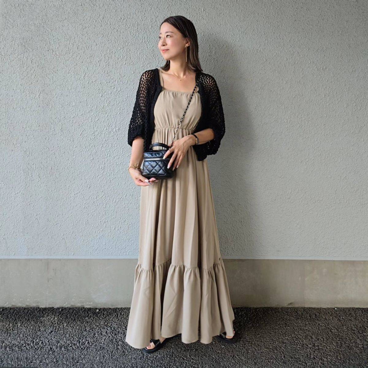 メッシュ編みカーディガンを羽織る♡