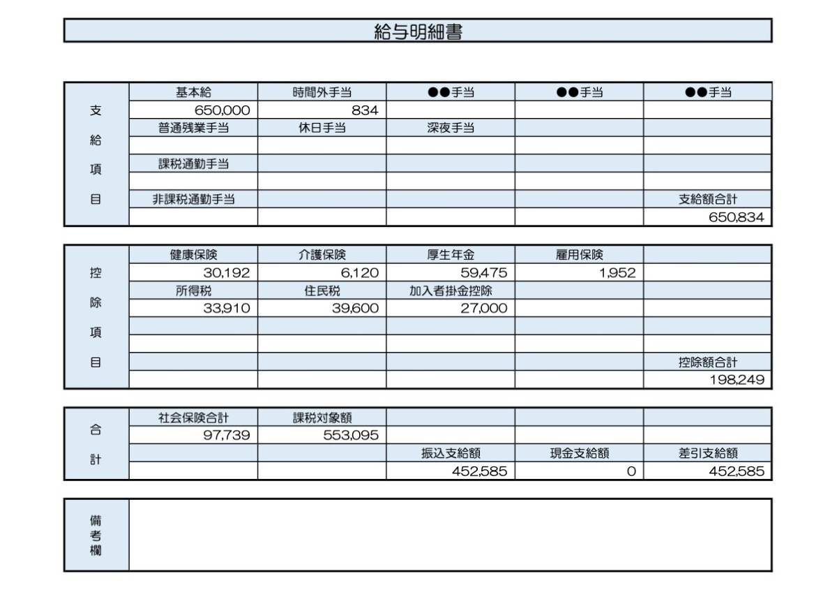 総務マネージャー明細