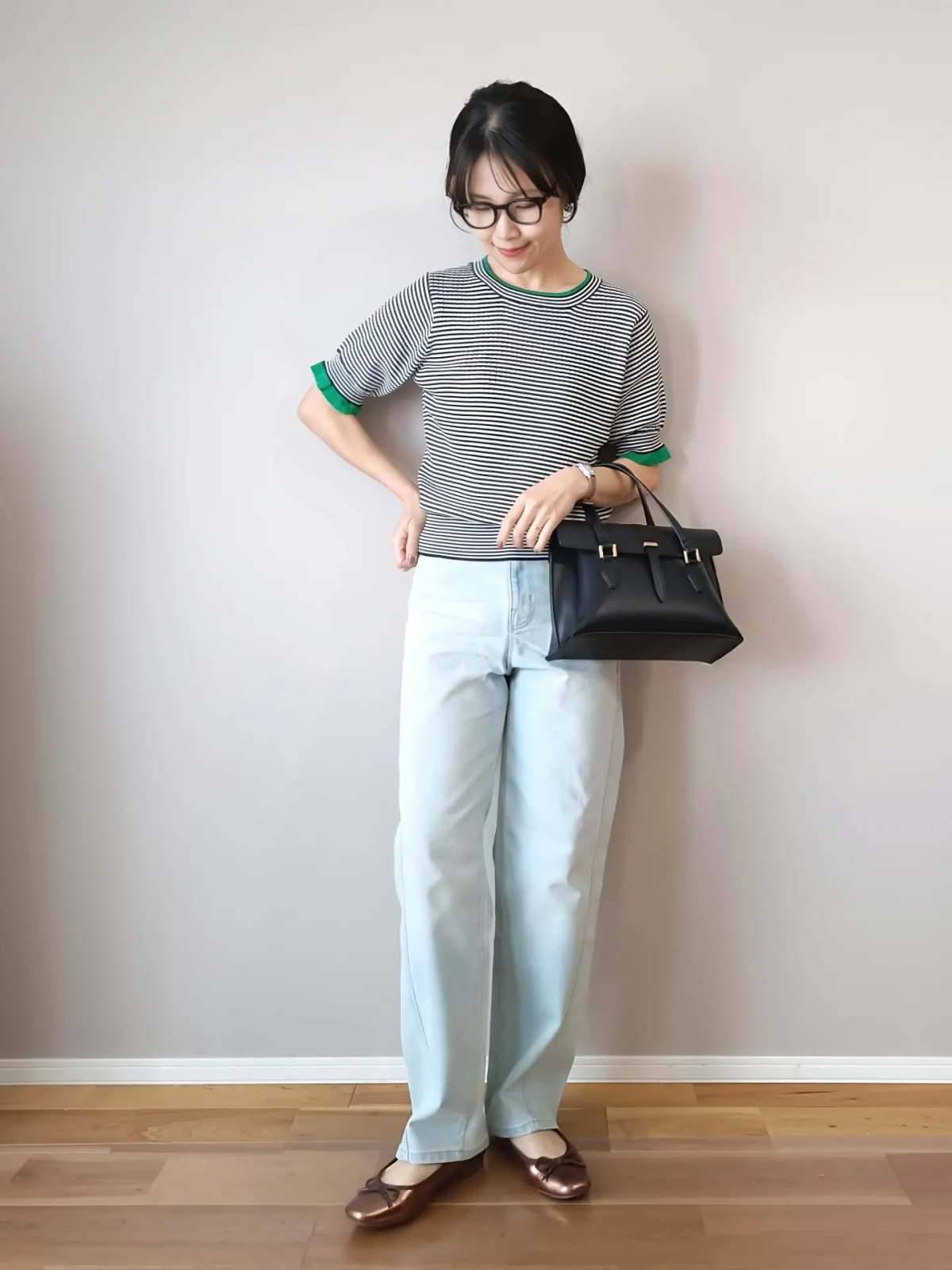 ボーダー柄ニットを合わせる♪