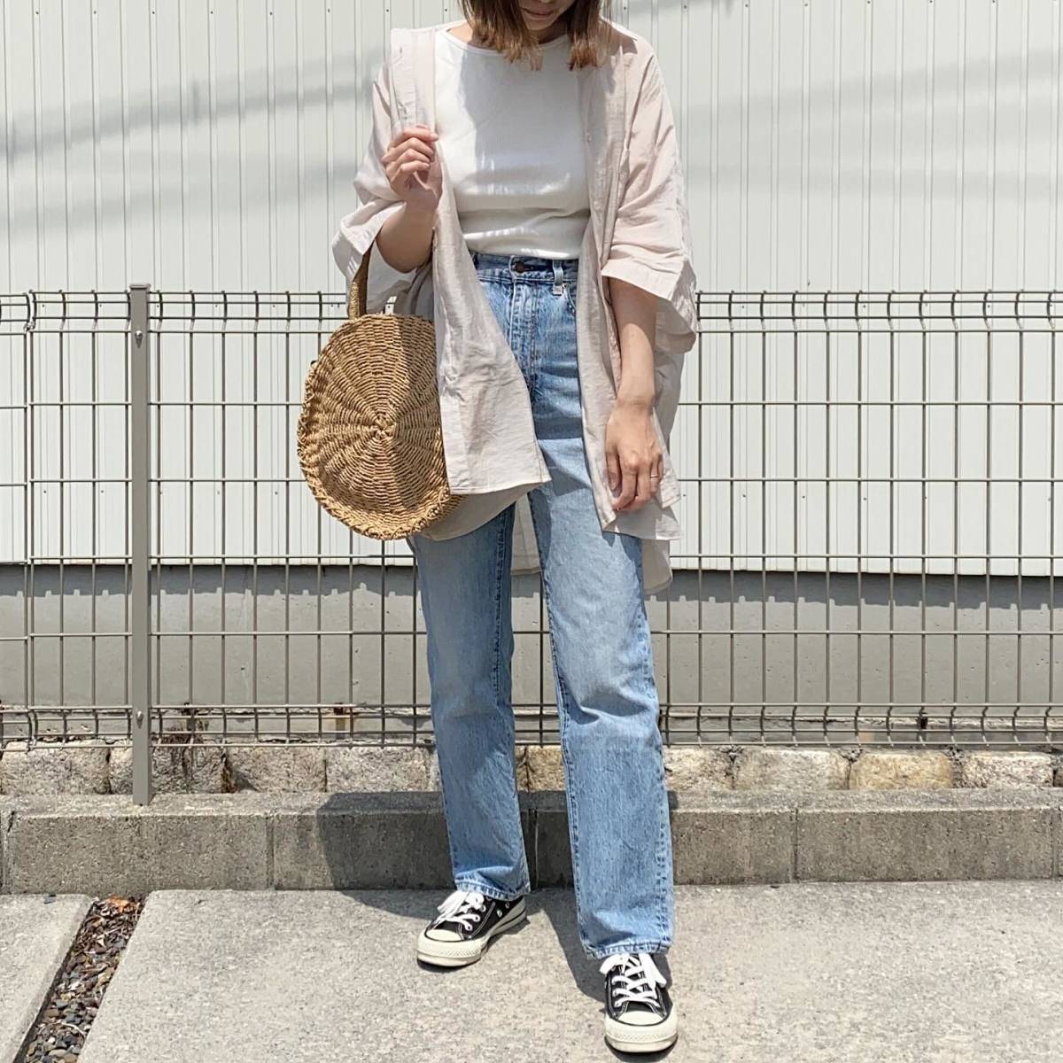 ロングシャツを羽織る♪