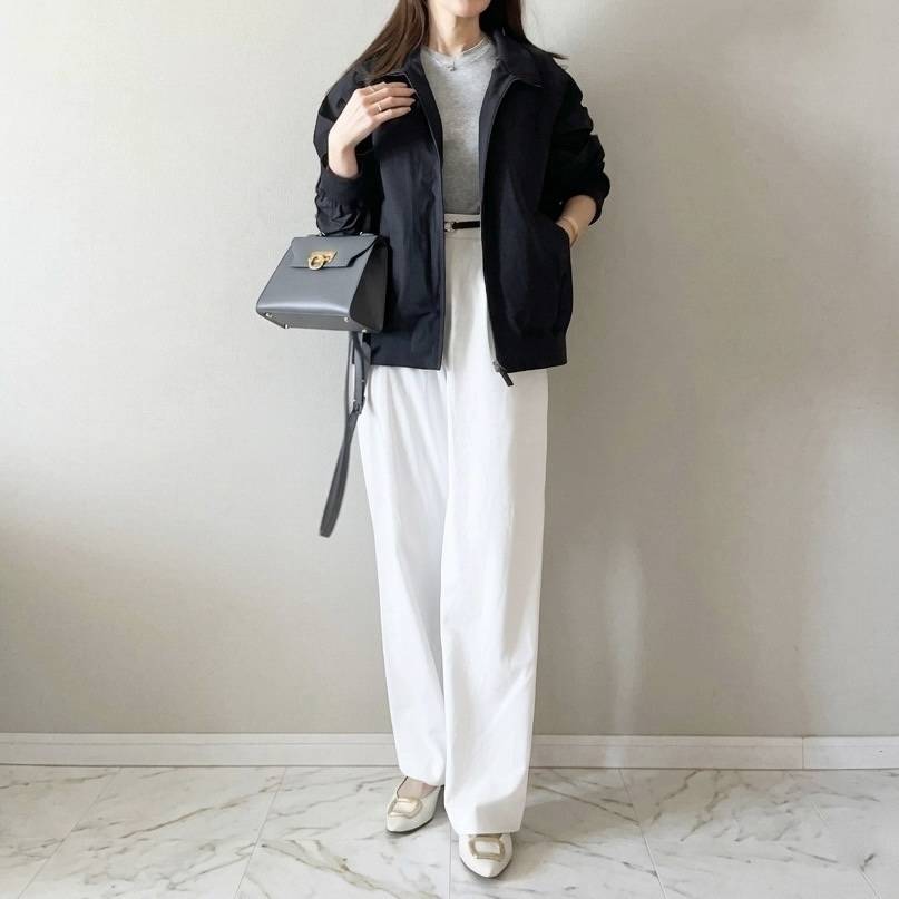 UNIQLOのハリントンジャケットコーデ