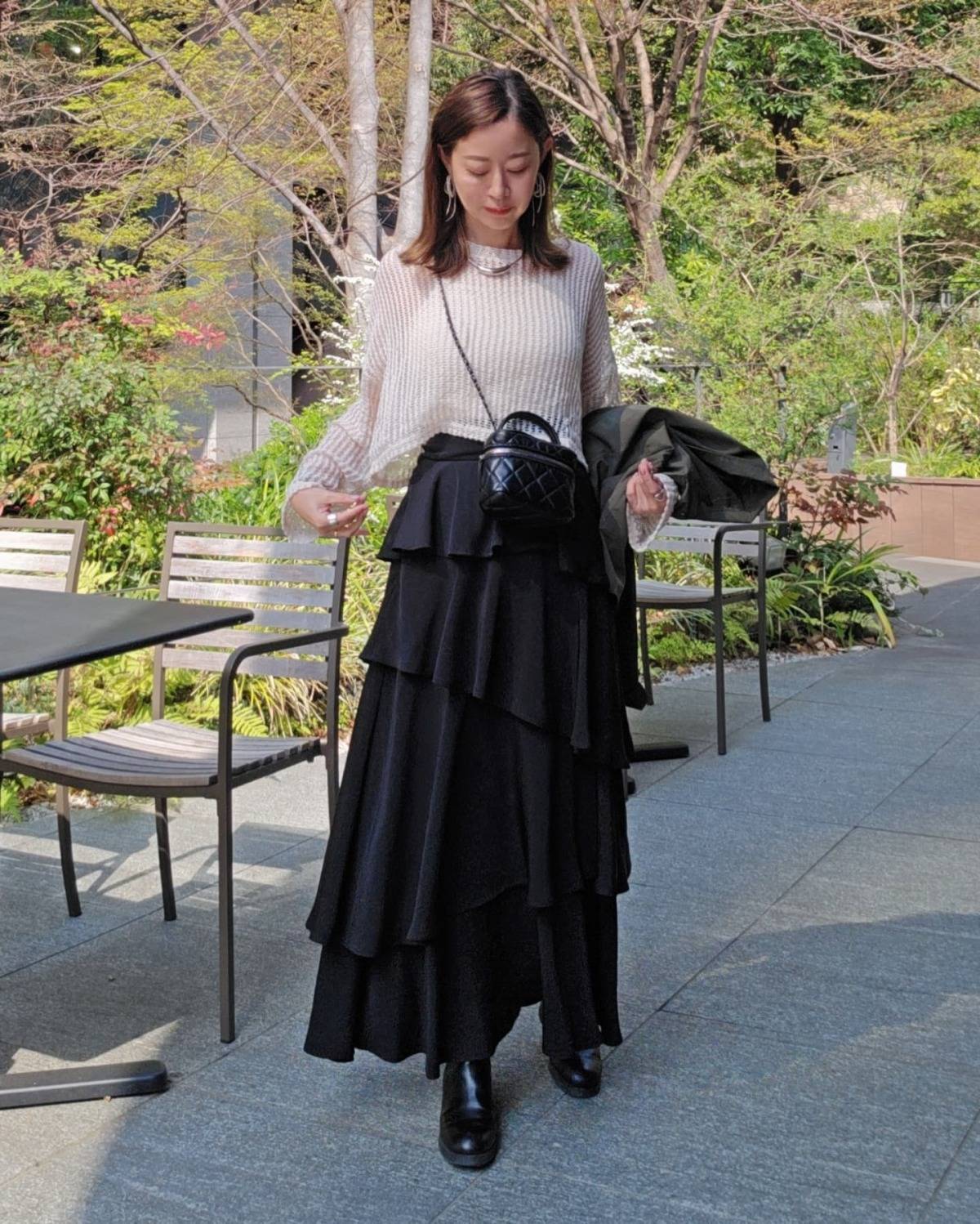 シアーニット×ティアードスカート