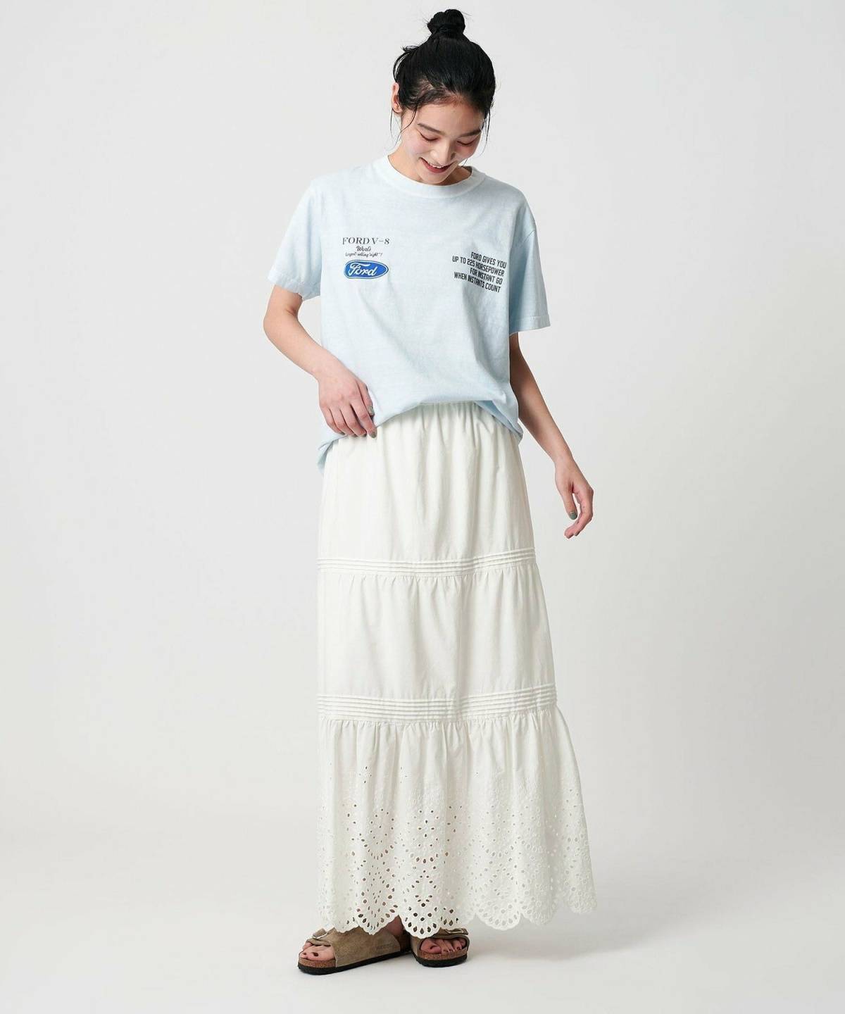 6月の沖縄コーデ Tシャツ レーススカート