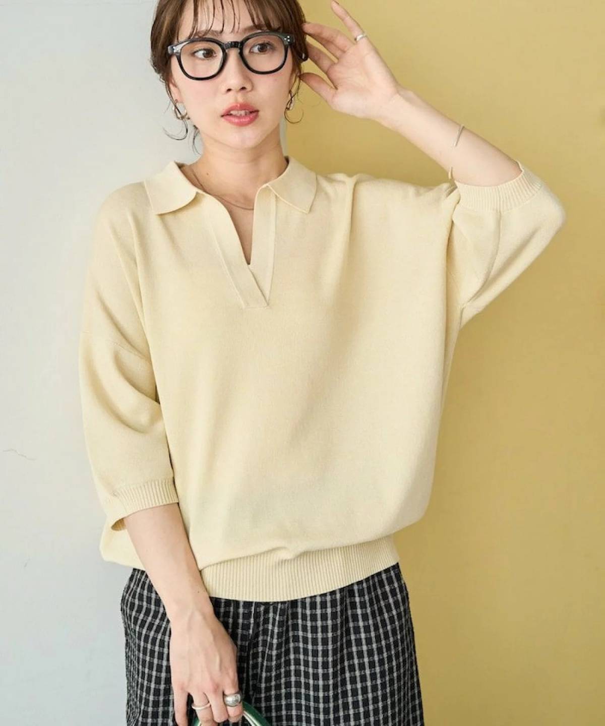 FREAK’S STORE 半袖ポロ襟スキッパーサマーニット