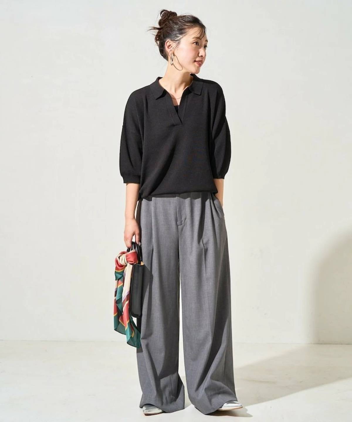 FREAK’S STORE 半袖ポロ襟スキッパーサマーニット