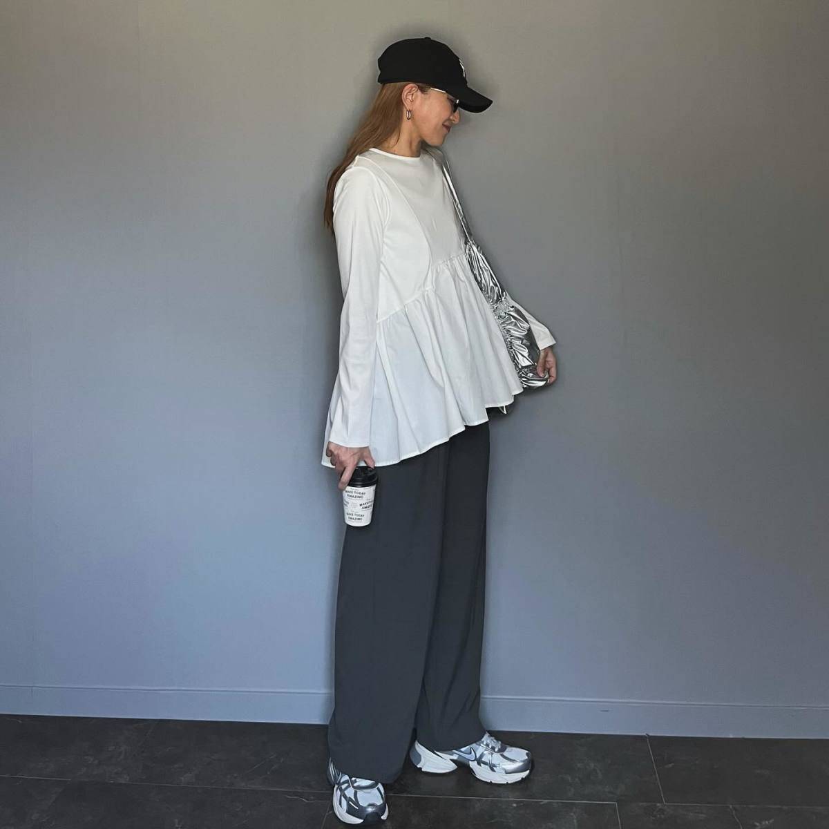 チュニック×ワイドパンツ