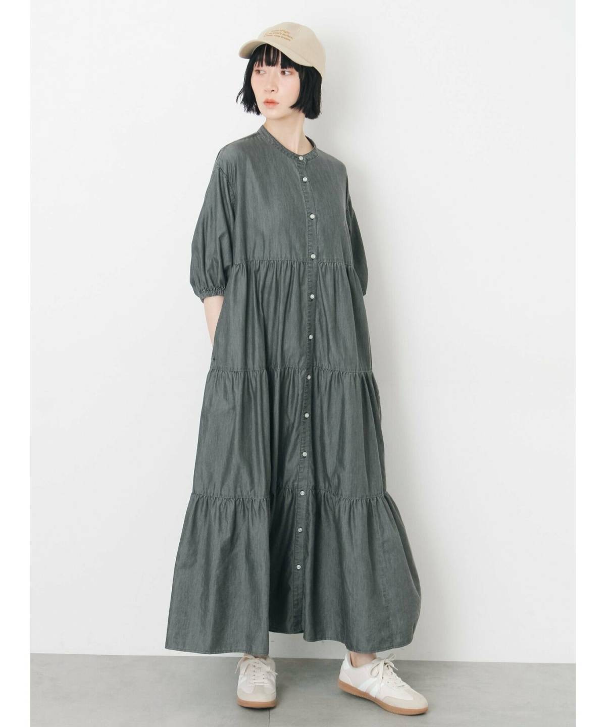 9月の京都の服装 ティアードワンピースコーデ