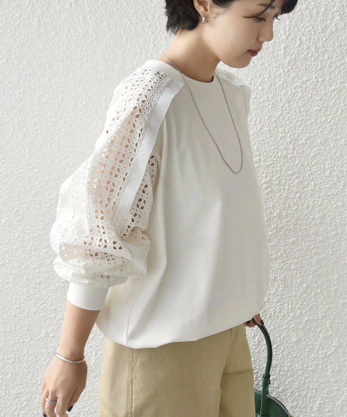 SHIPS WOMEN レース コンビ カットソー