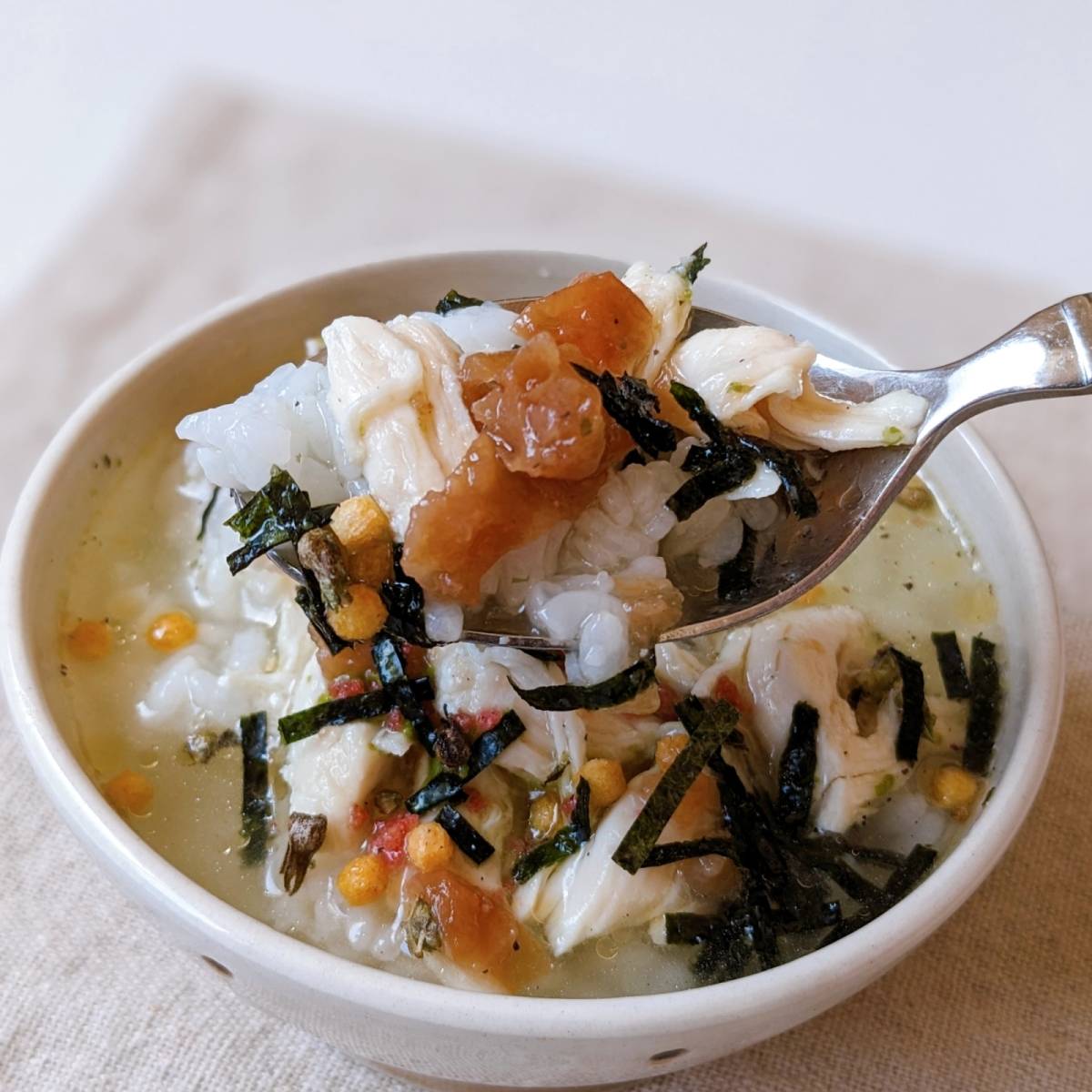 永谷園公式の「レンチンささみと梅のさっぱり茶づけ 〜めざまし茶づけ〜」のレシピ