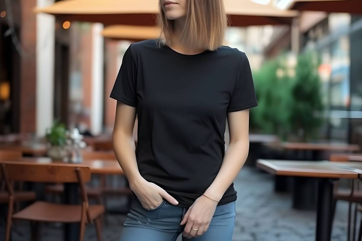 黒Tシャツとデニム