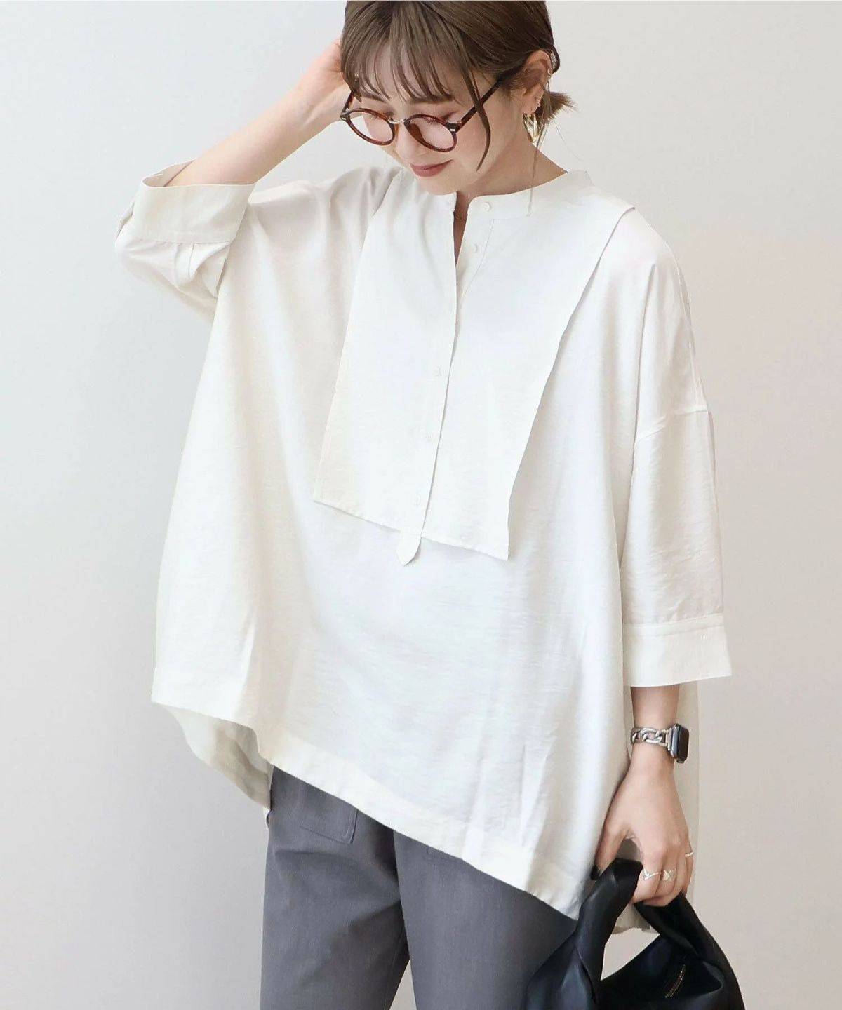 AMERICAN HOLIC 接触冷感バンドカラーシャツチュニック