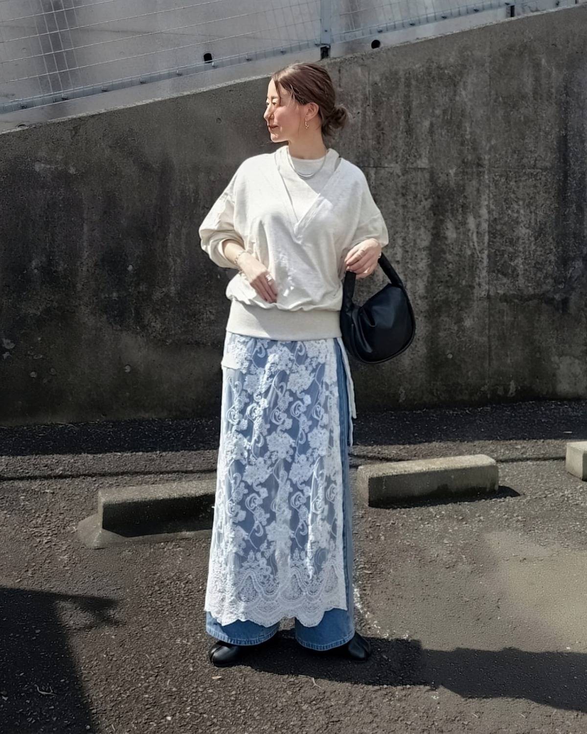 レースの巻きスカートをプラス！