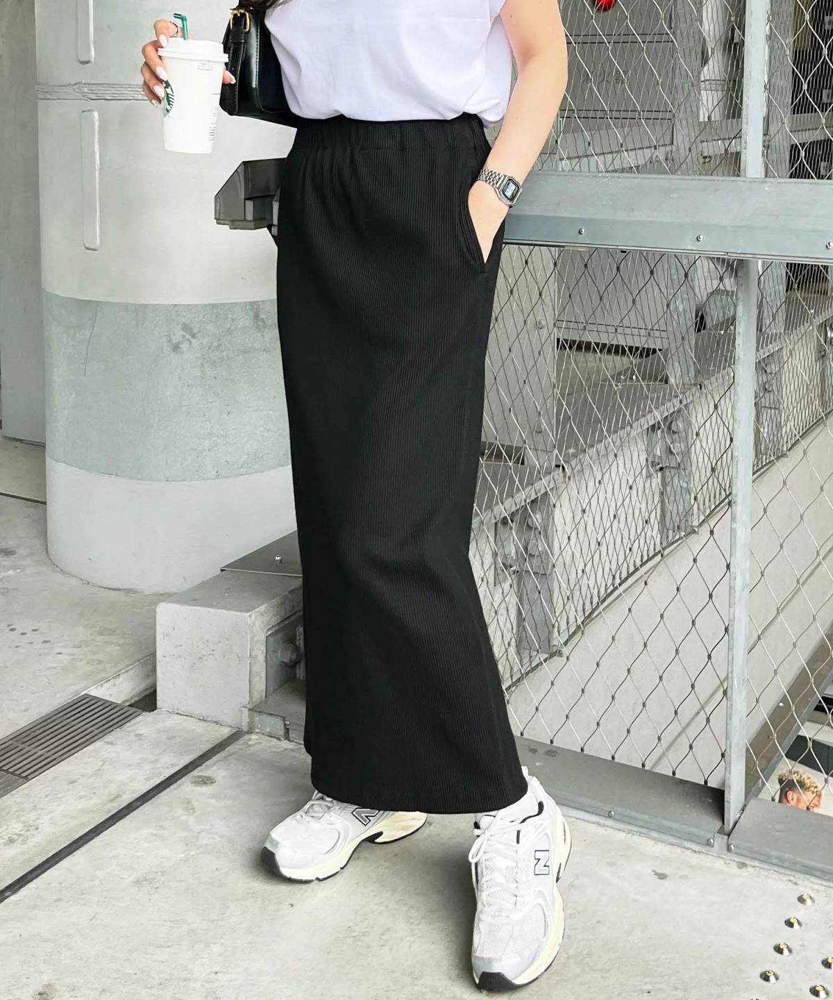 すっきり見え!リブタイトロングスカート