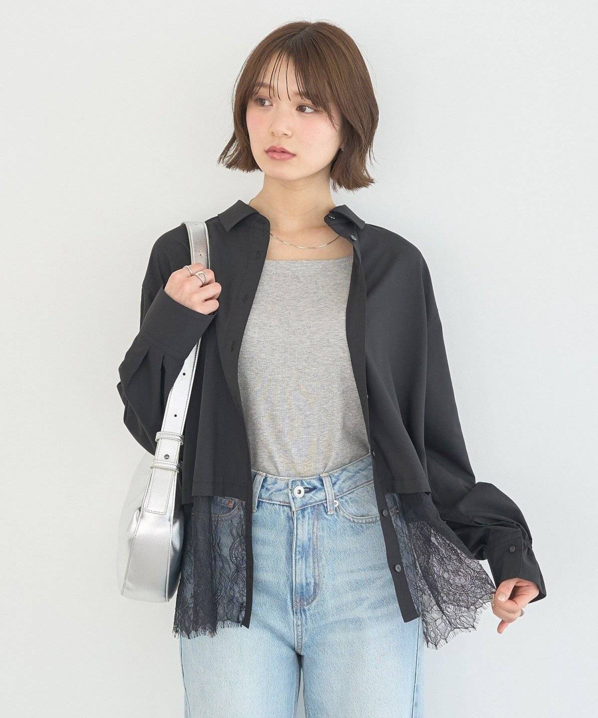 earth music&ecology レースヘムシャツ