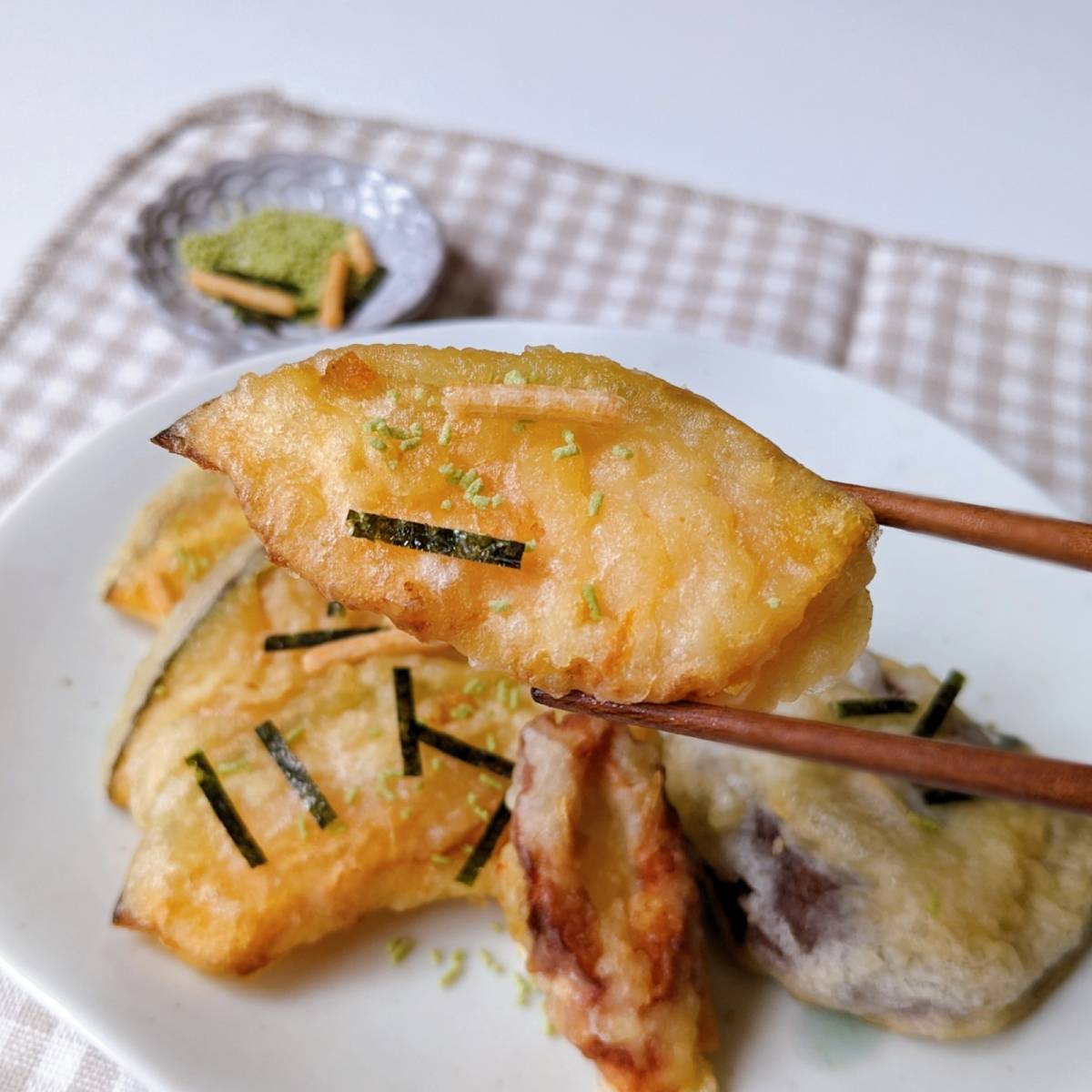 永谷園公式の「手軽に抹茶塩天ぷら」のレシピ