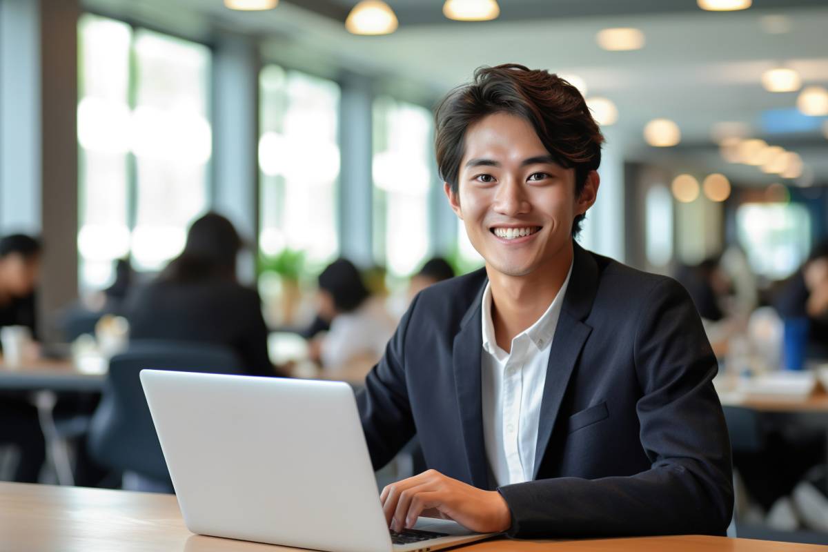 PCで仕事をしている男性
