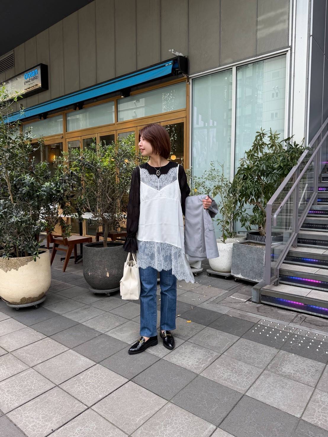 サテンレースキャミコーデ