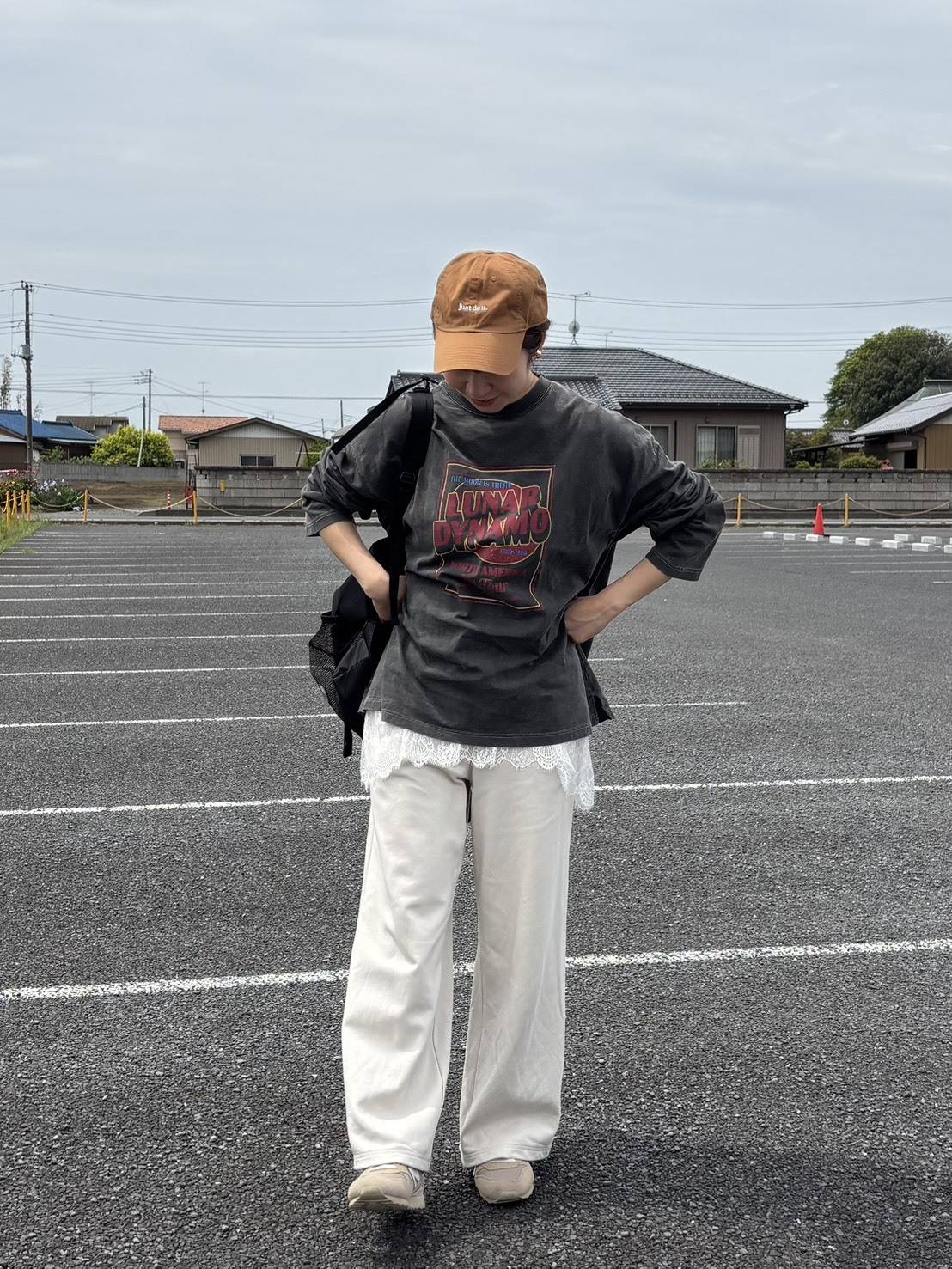 レース付きタンクトップコーデ