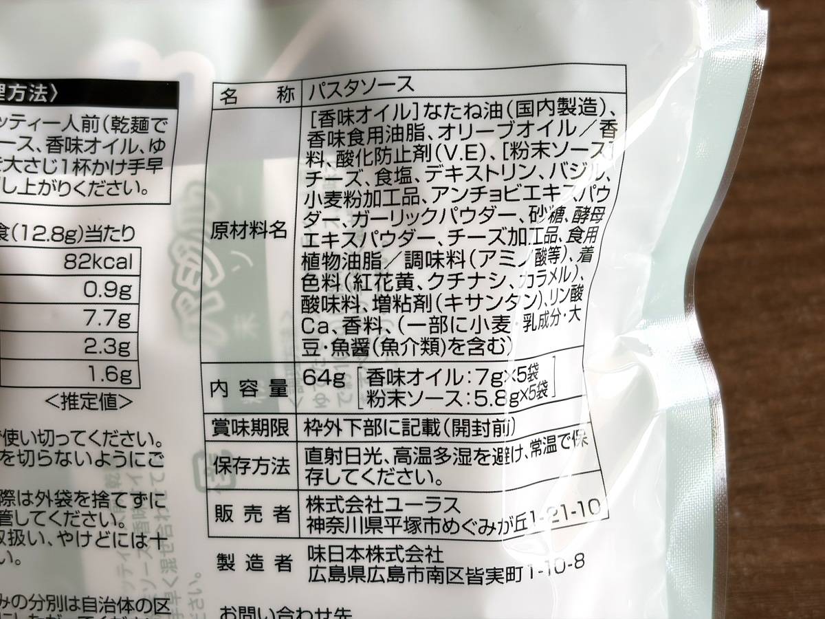 成分表