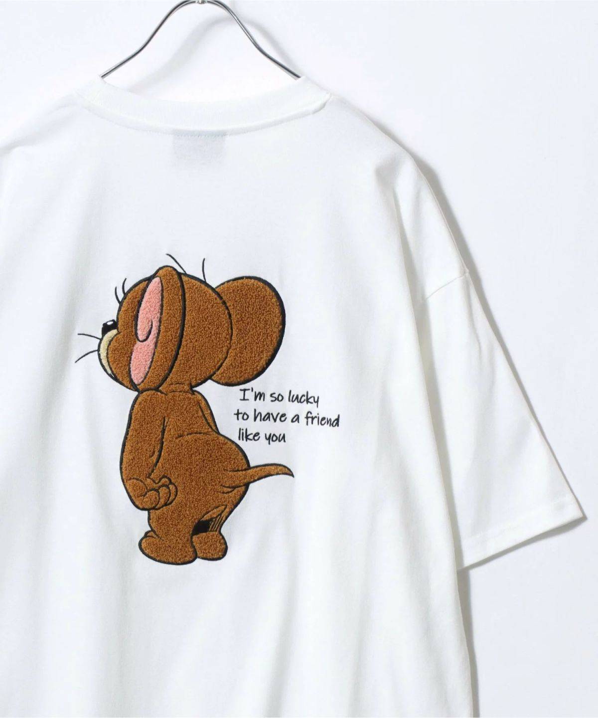 トムとジェリー トムとジェリー オーバーサイズ ワンポイント サガラ刺繍 半袖Tシャツ レディース メンズ