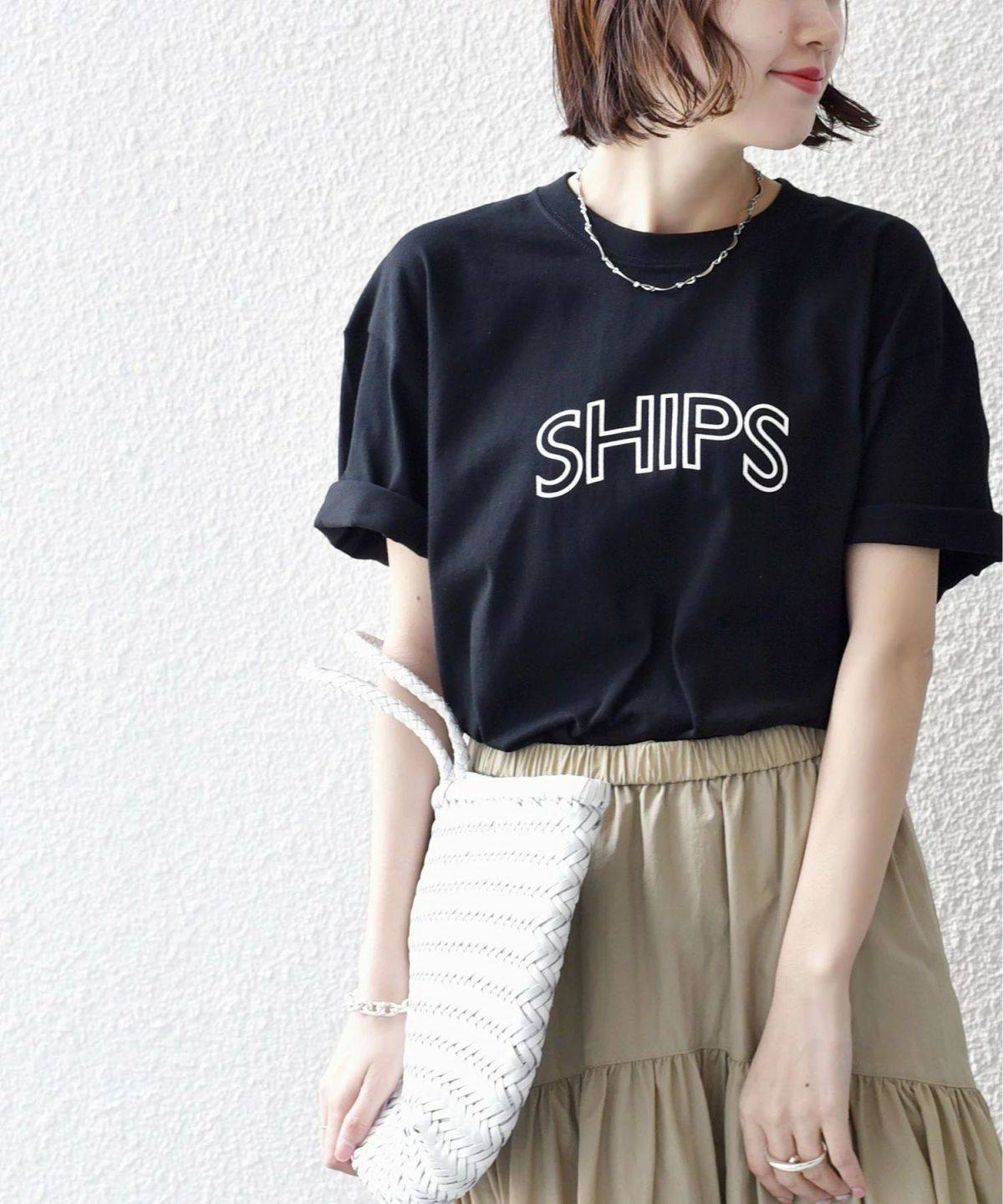 SHIPS WOMEN 【WEB限定】 SHIPS ラウンド プリント ロゴ TEE