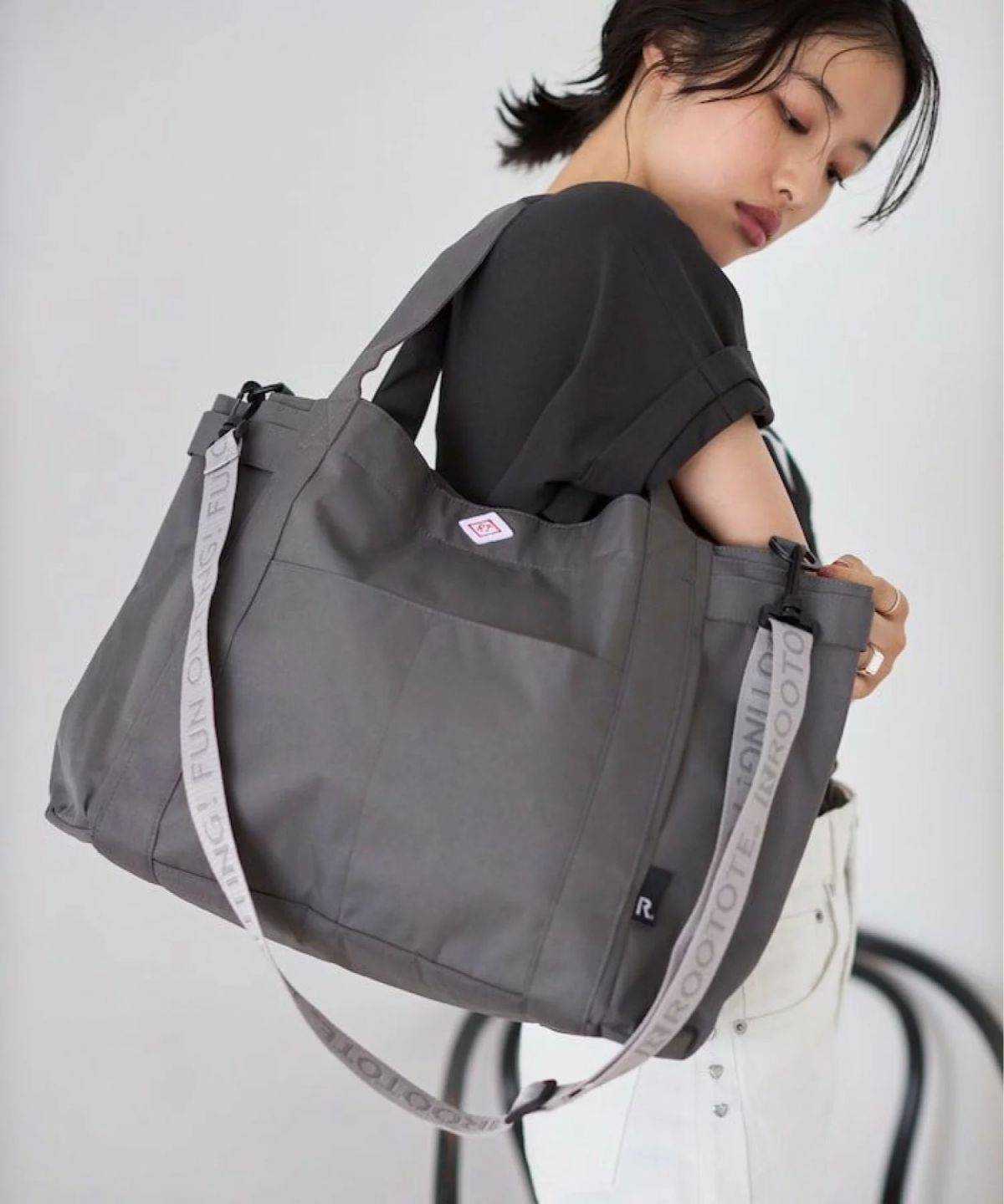 ROOTOTE 別注 ミディアムポケッツ D 撥水 トートバッグ ジャガードストラップ付き