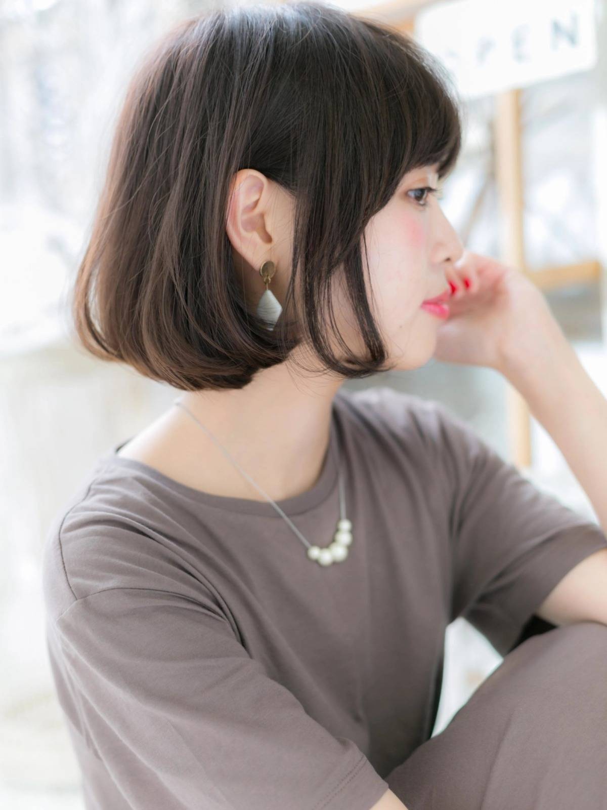 暗髪ワンカールボブ