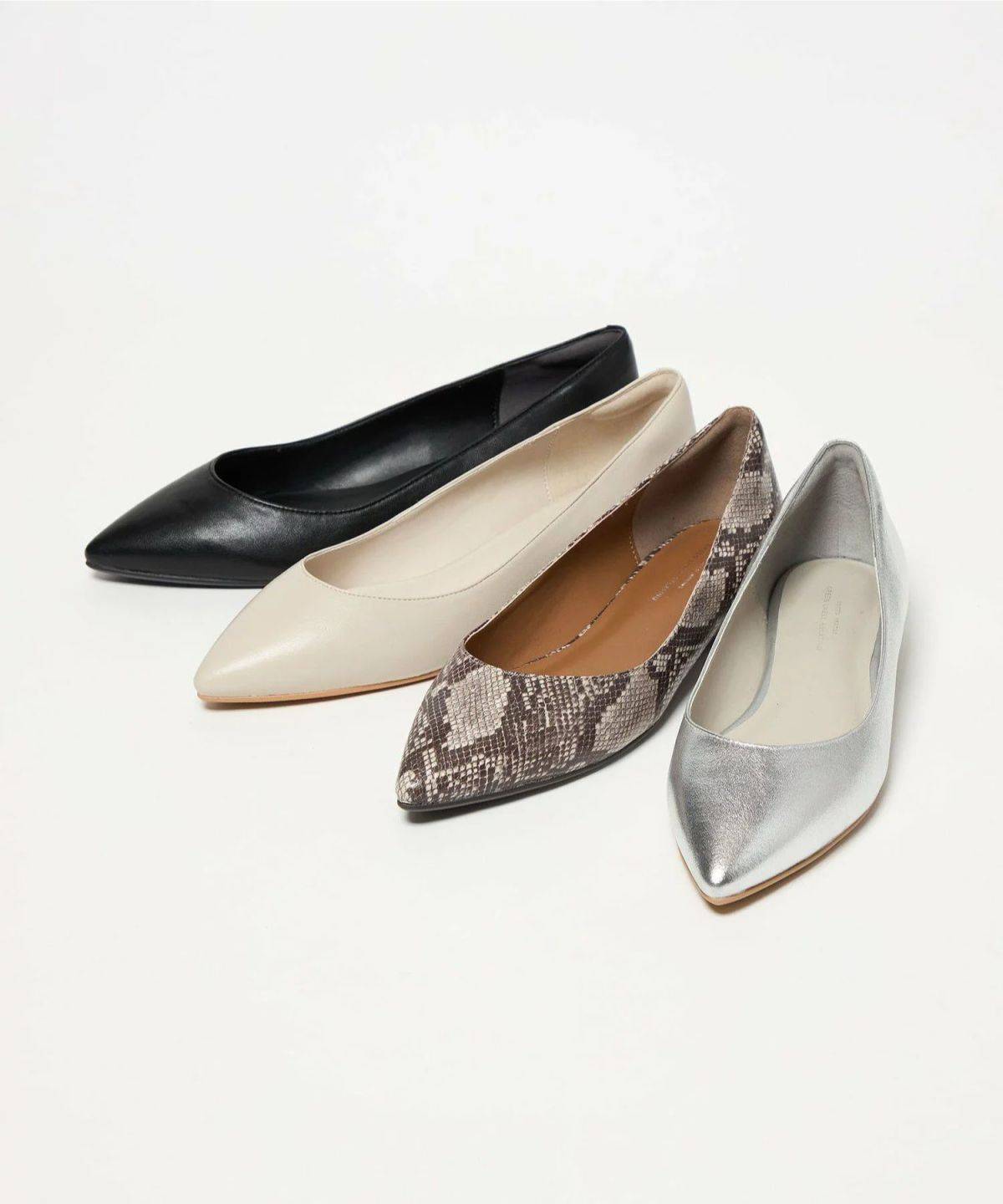 UNITED ARROWS green label relaxing ポインテッド メタルライン フラットパンプス 撥水