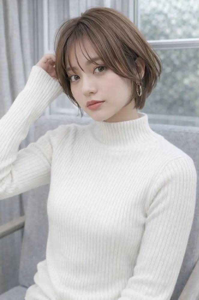 透けバングの丸みショート