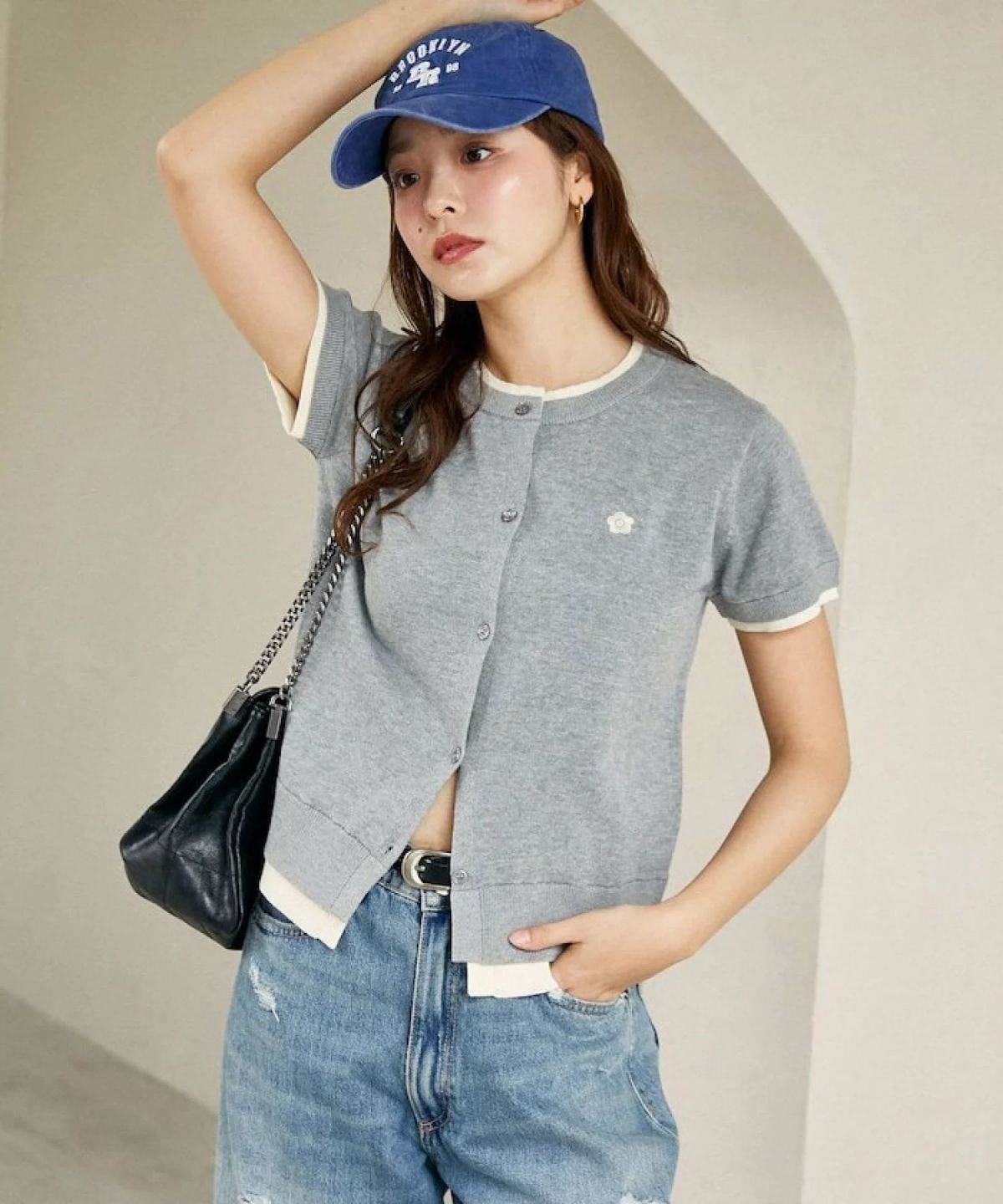 MARY QUANT MARY QUANT×PUBLUX レイヤード風 ショートスリーブ ニット カーディガン 限定展開