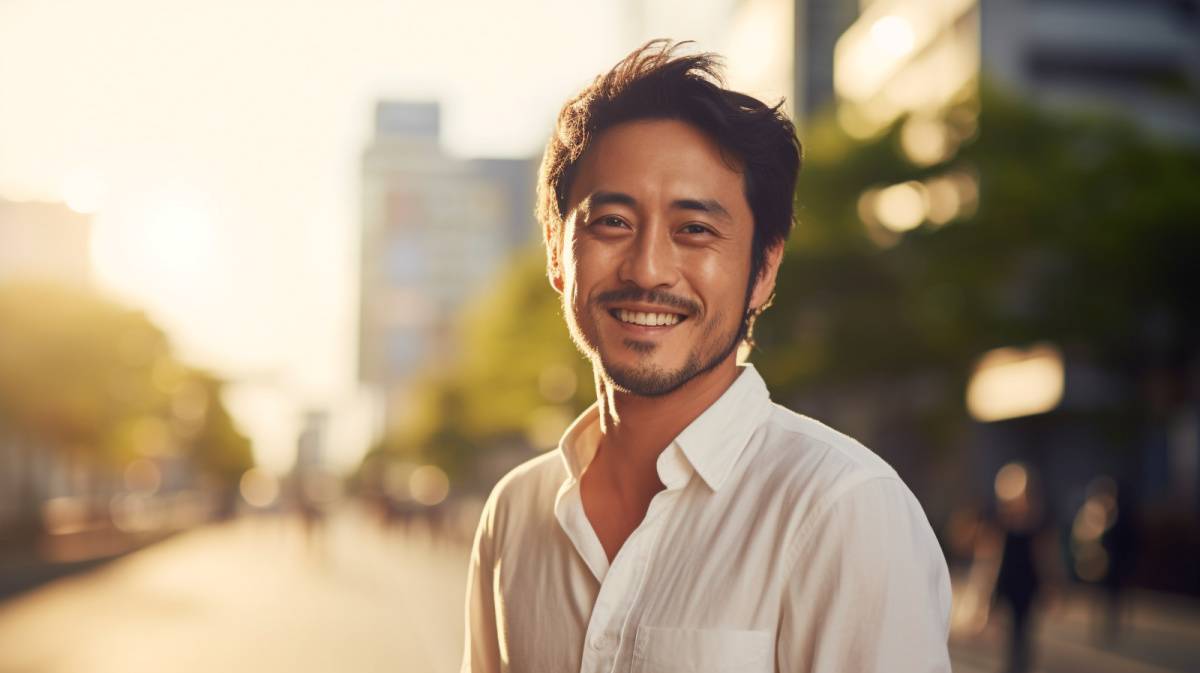 シャツ姿の男性