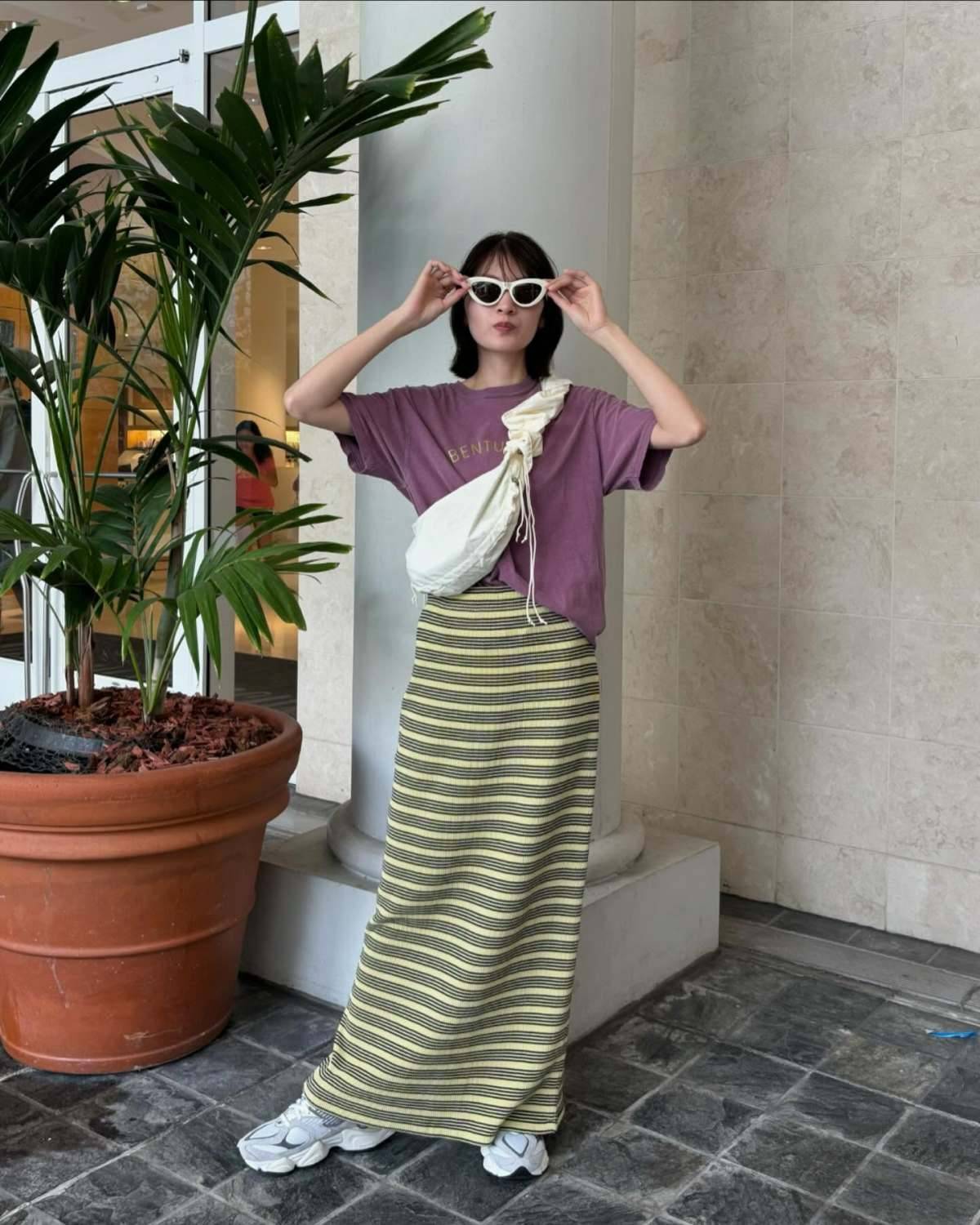 ロングワンピース×Tシャツ