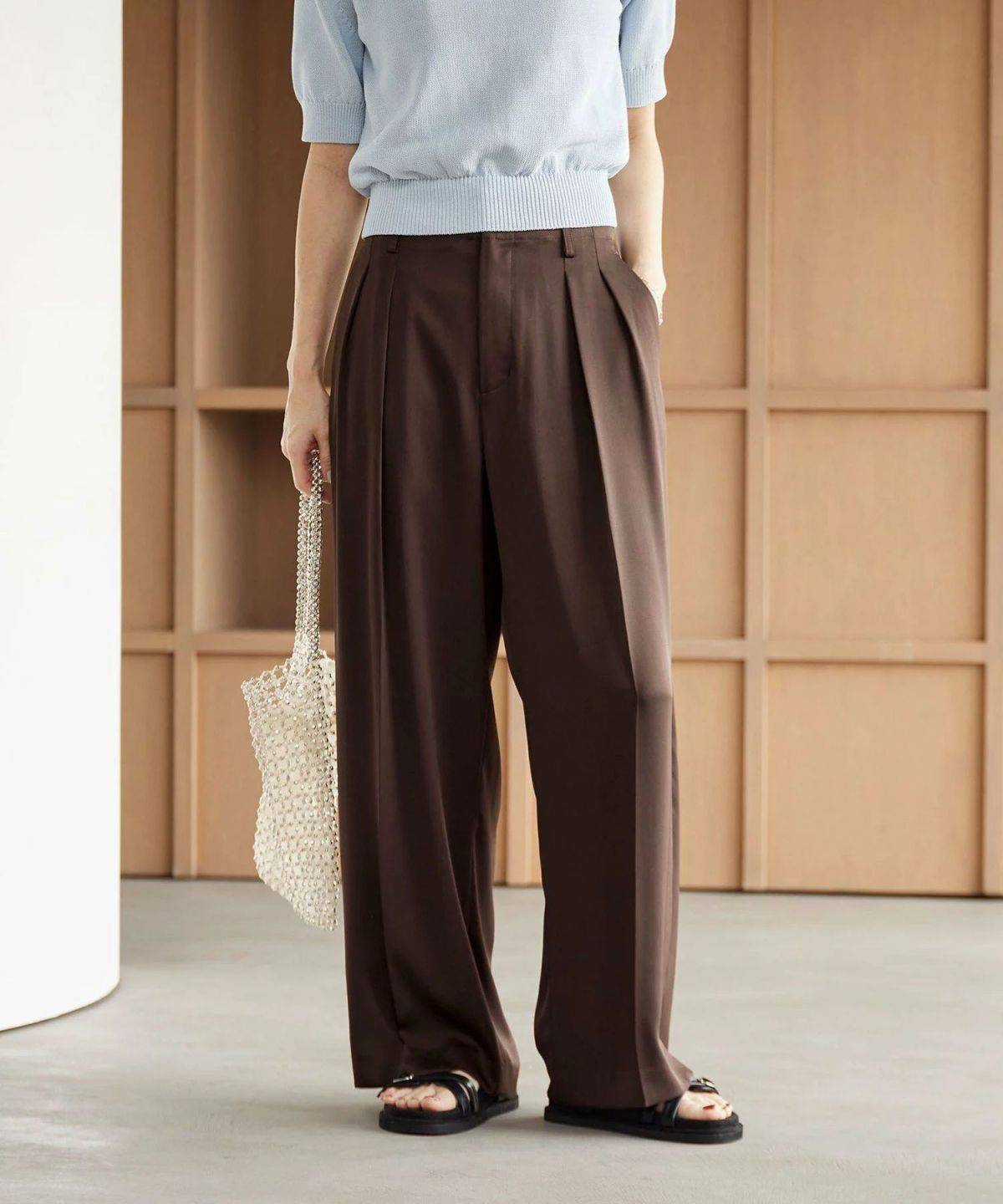 BEAUTY&YOUTH UNITED ARROWS ポリエステル ドレープ 2タック ワイドパンツ ウォッシャブル