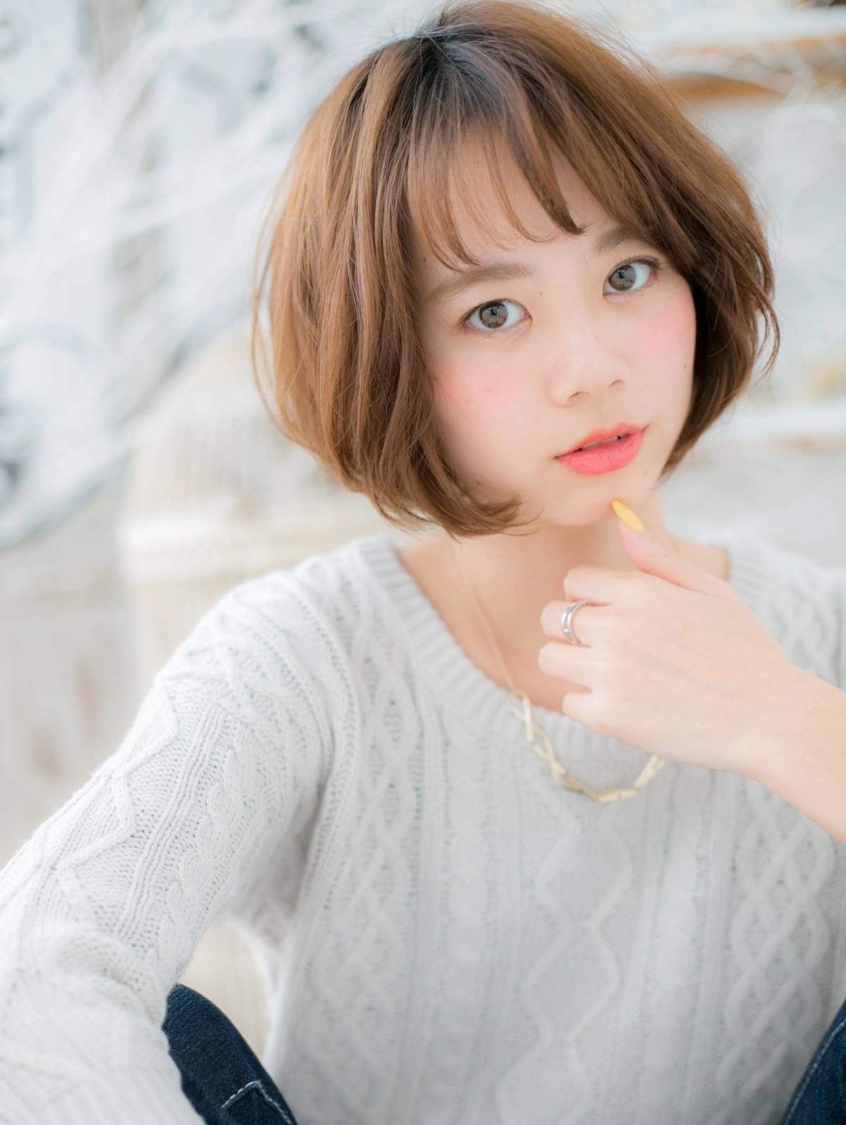 ナチュラルひし形ボブ