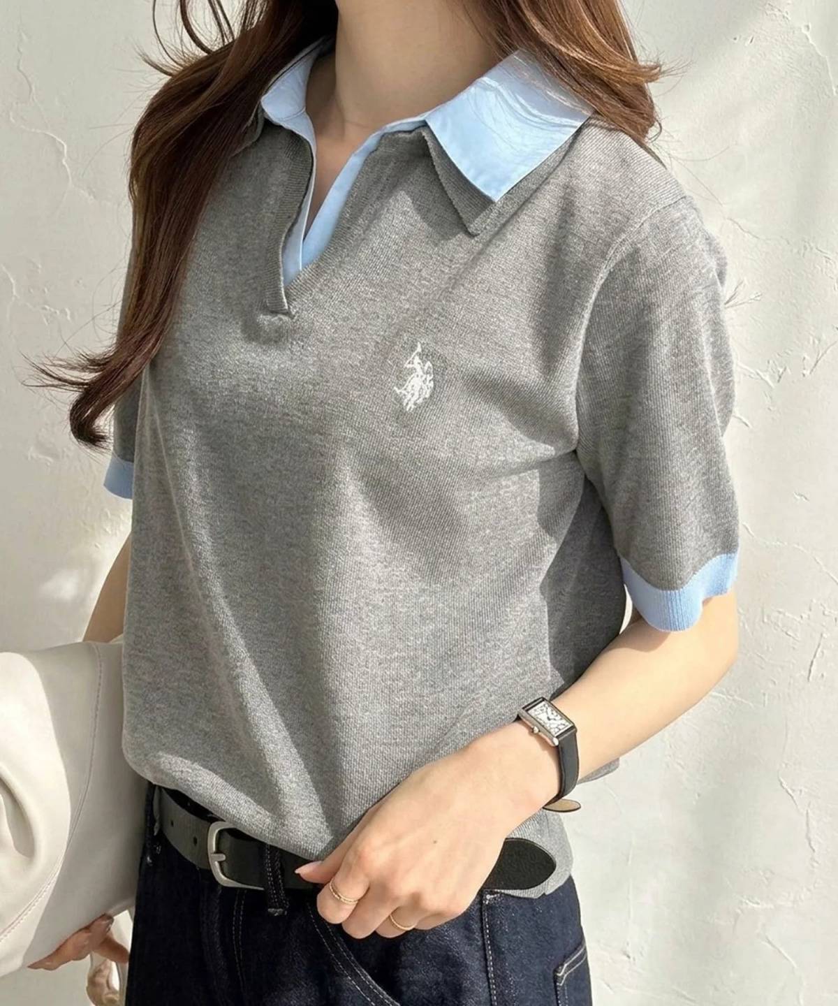 U.S.POLOASSN. 衿付ポロニットトップス
