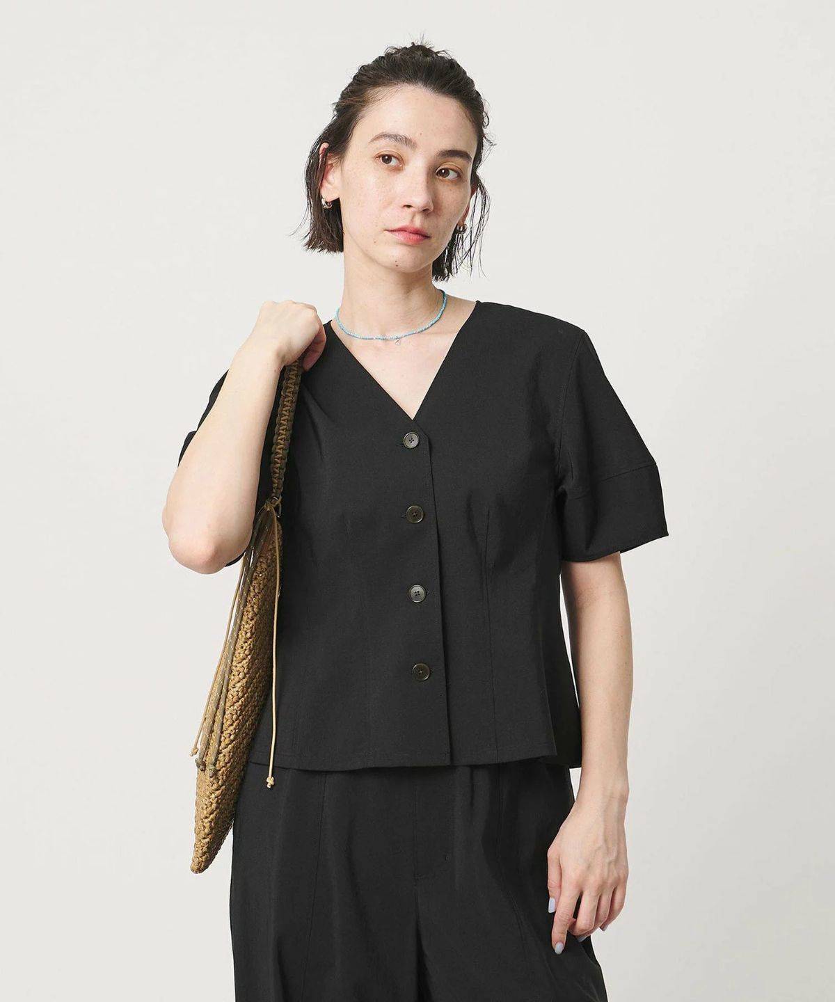 BEAUTY&YOUTH UNITED ARROWS カーブスリーブ Vネック ブラウス