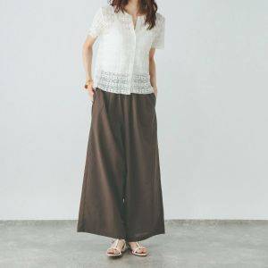 【GLOBAL WORK】60代の夏コーデに◎上品に穿けるらくちんワイドパンツ「さらっと快適」