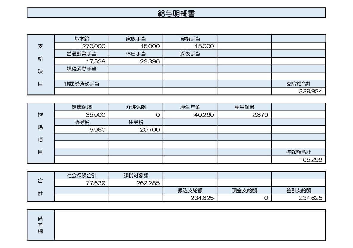 38歳、営業職の給与明細
