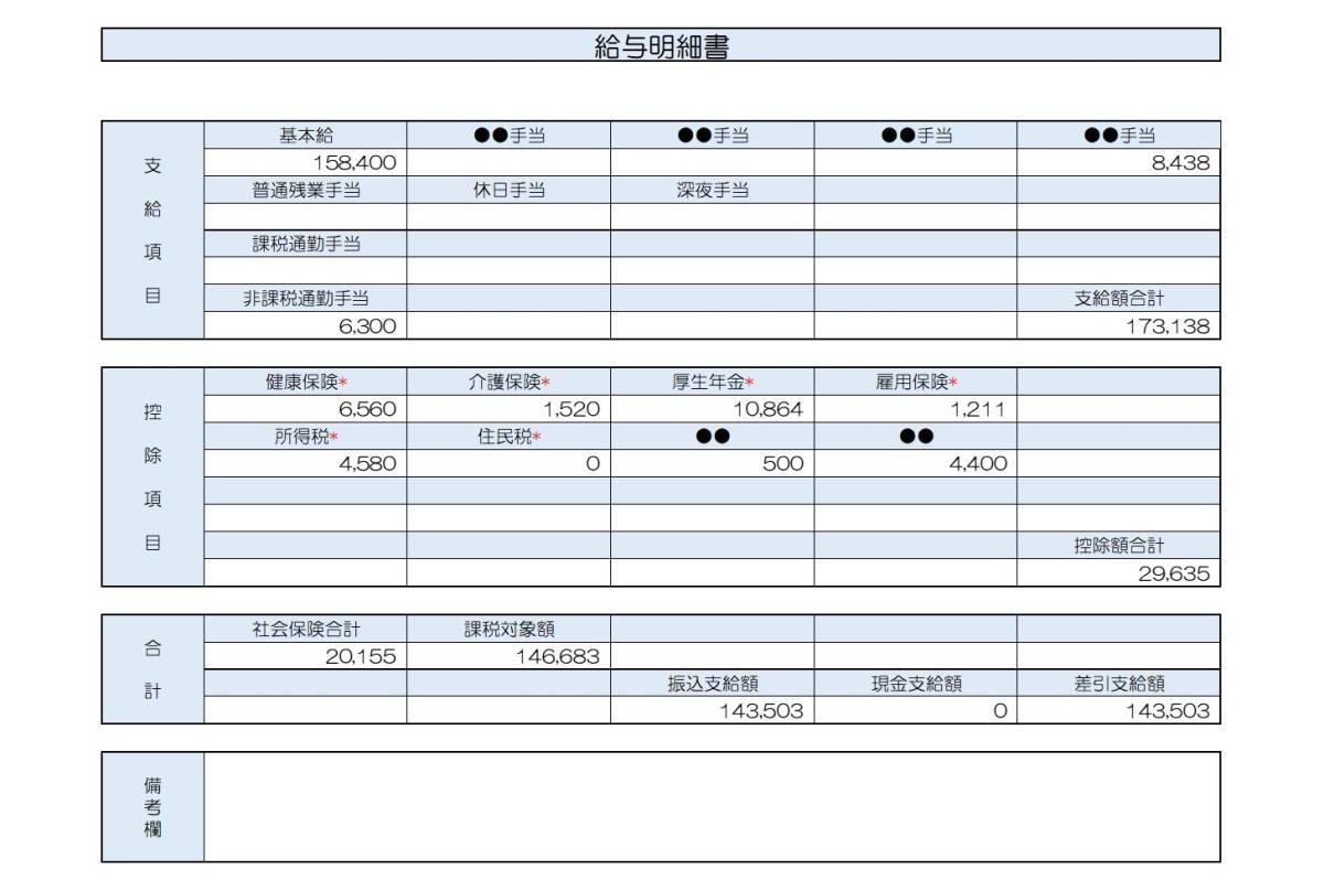 【リアル給与明細】46歳、調理師の場合