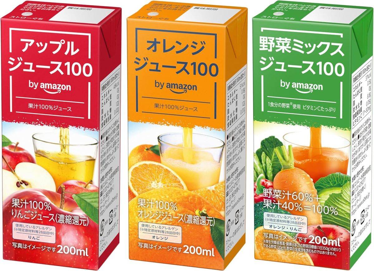 by Amazon オレンジ&アップル&野菜ミックスジュース 200ml×18本
