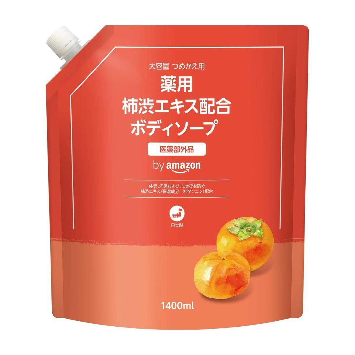 by Amazon 薬用 柿渋ボディソープ ペパーミント 詰替え 1400ml