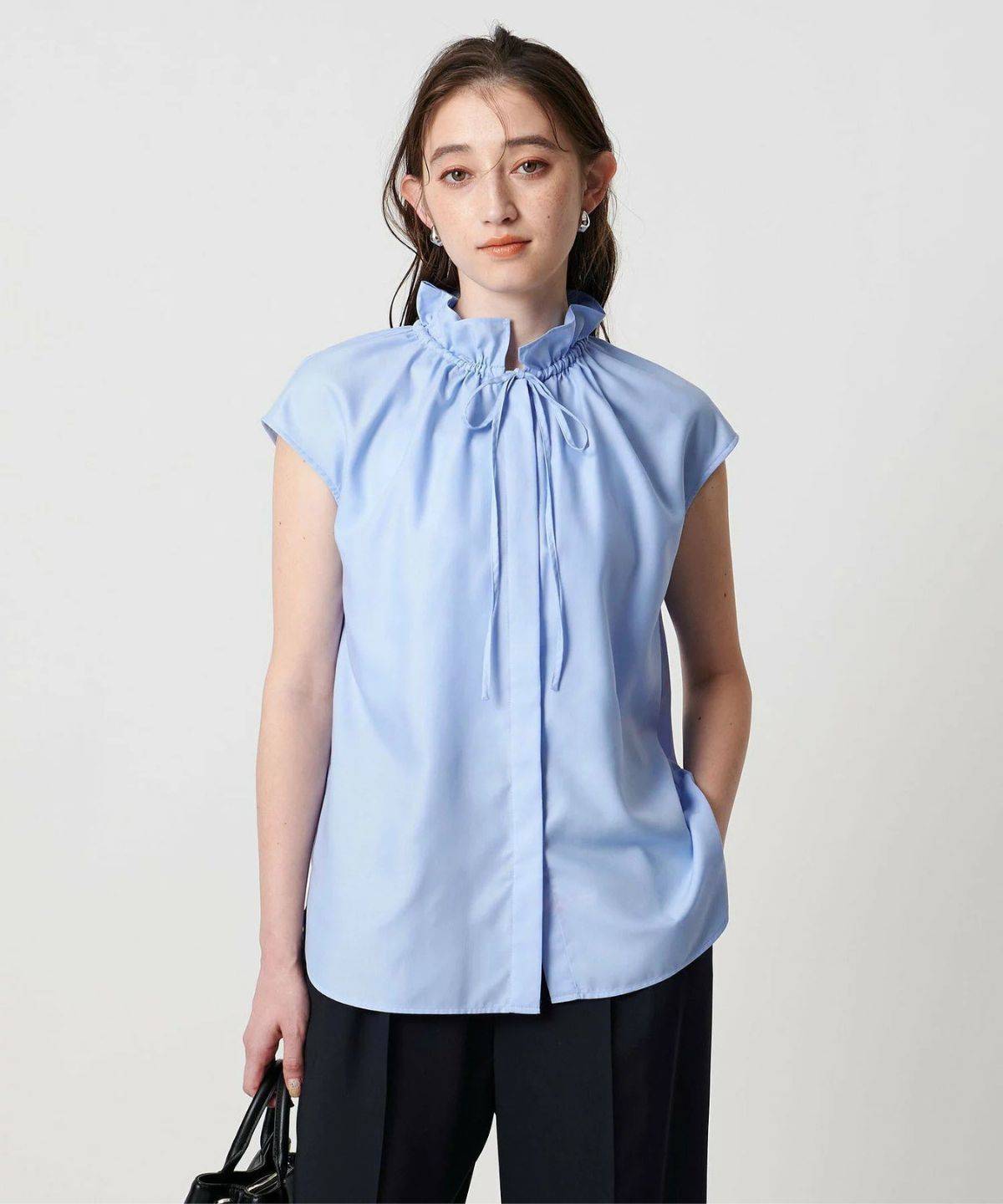 UNITED ARROWS LTD. OUTLET フリルカラー フレンチスリーブ ブラウス