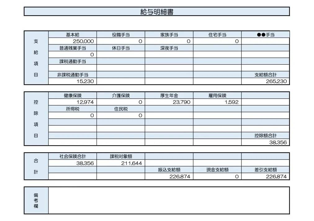 31歳、事務職の給与明細
