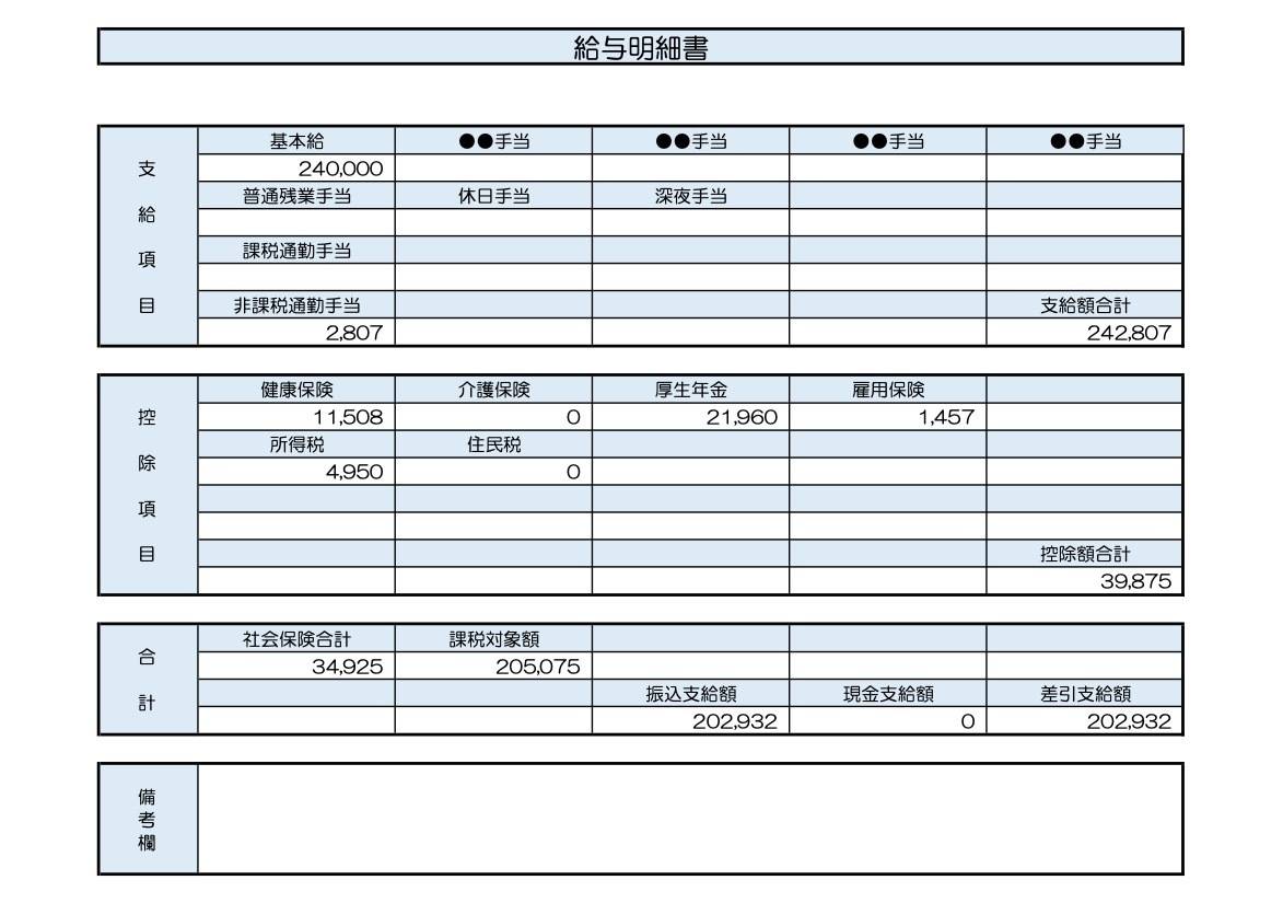 27歳、営業職の給与明細