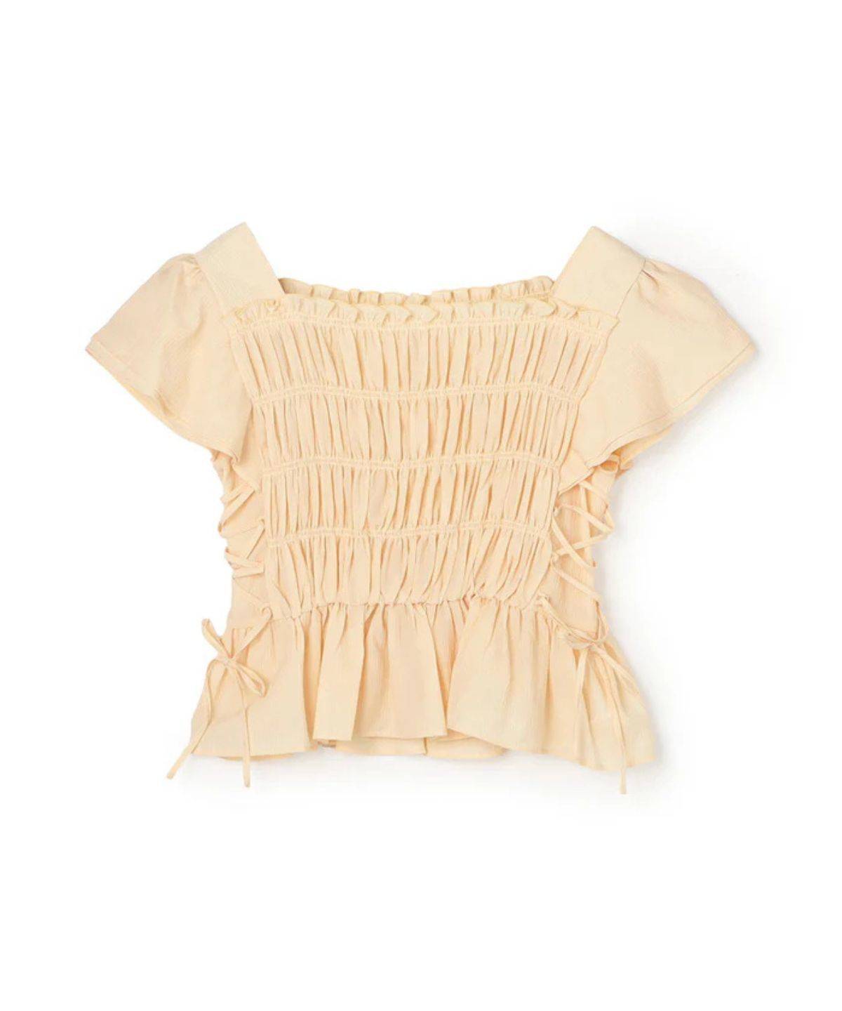 NATURAL BEAUTY BASIC レースアップフリルブラウス