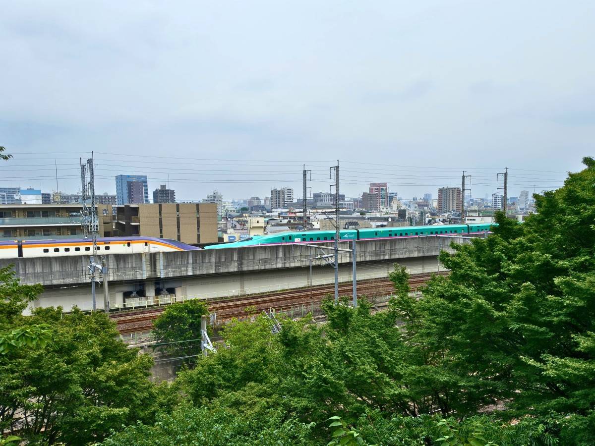展望台から見える新幹線の連結車両