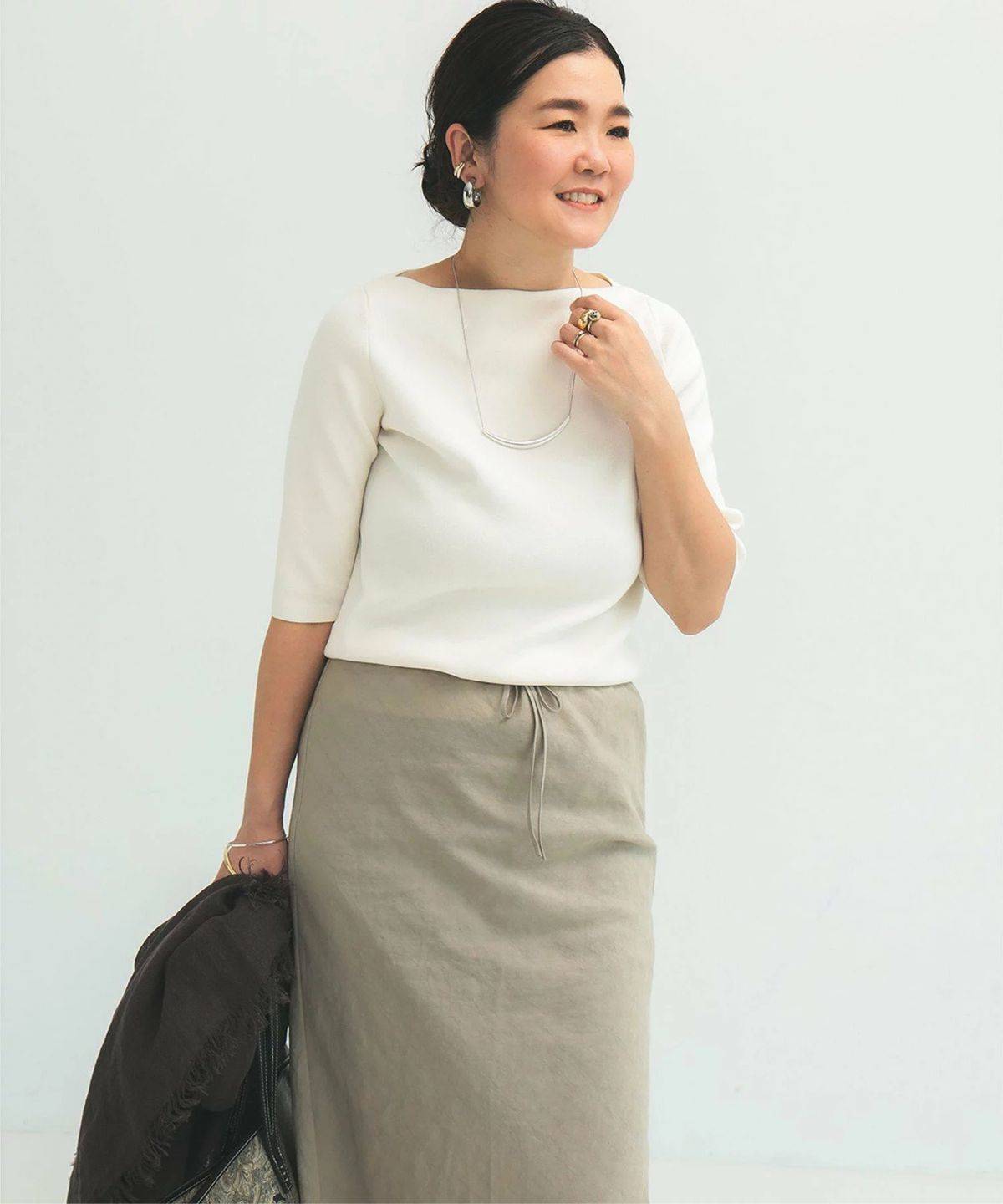Demi-Luxe BEAMS シンプル ボートネック ニット .M