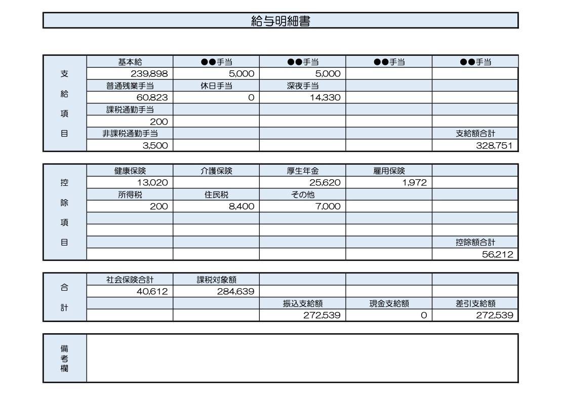 38歳、事務職の給与明細