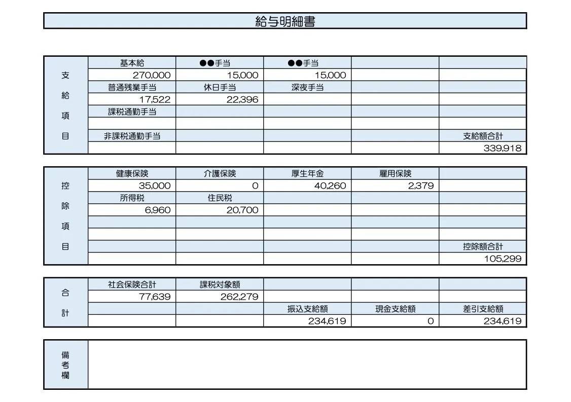 38歳、営業職の給与明細